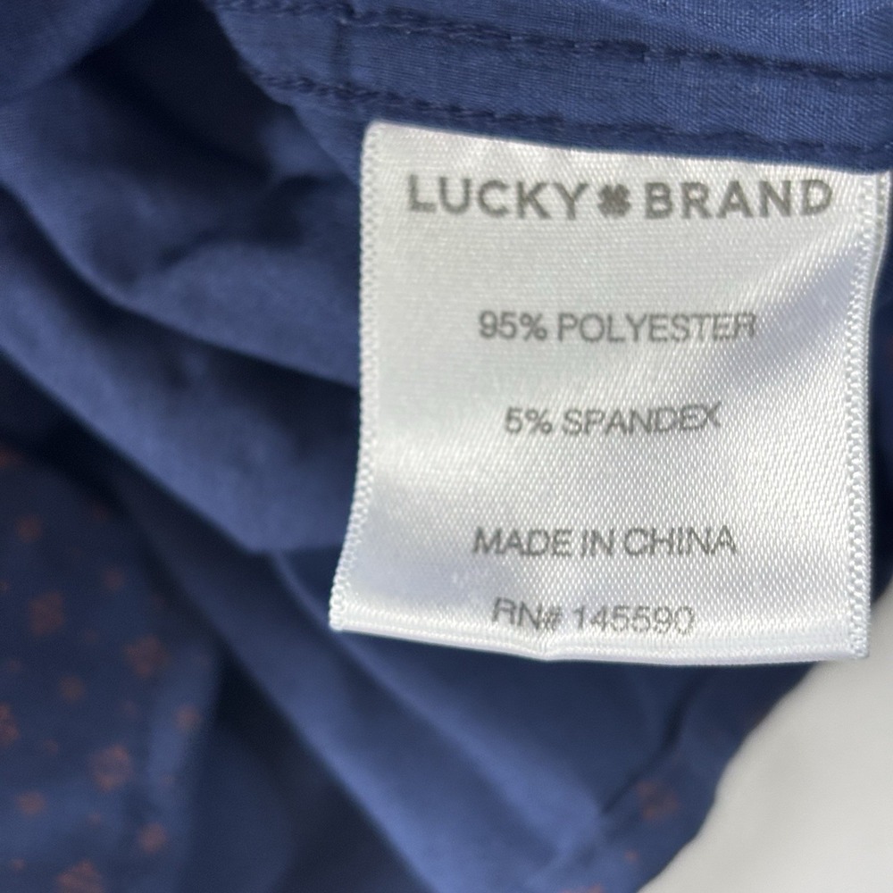 Lucky Brand 4 Way Stretch Slim Fit Dress Shirt Men Size Large Blue - Picture 11 of 13